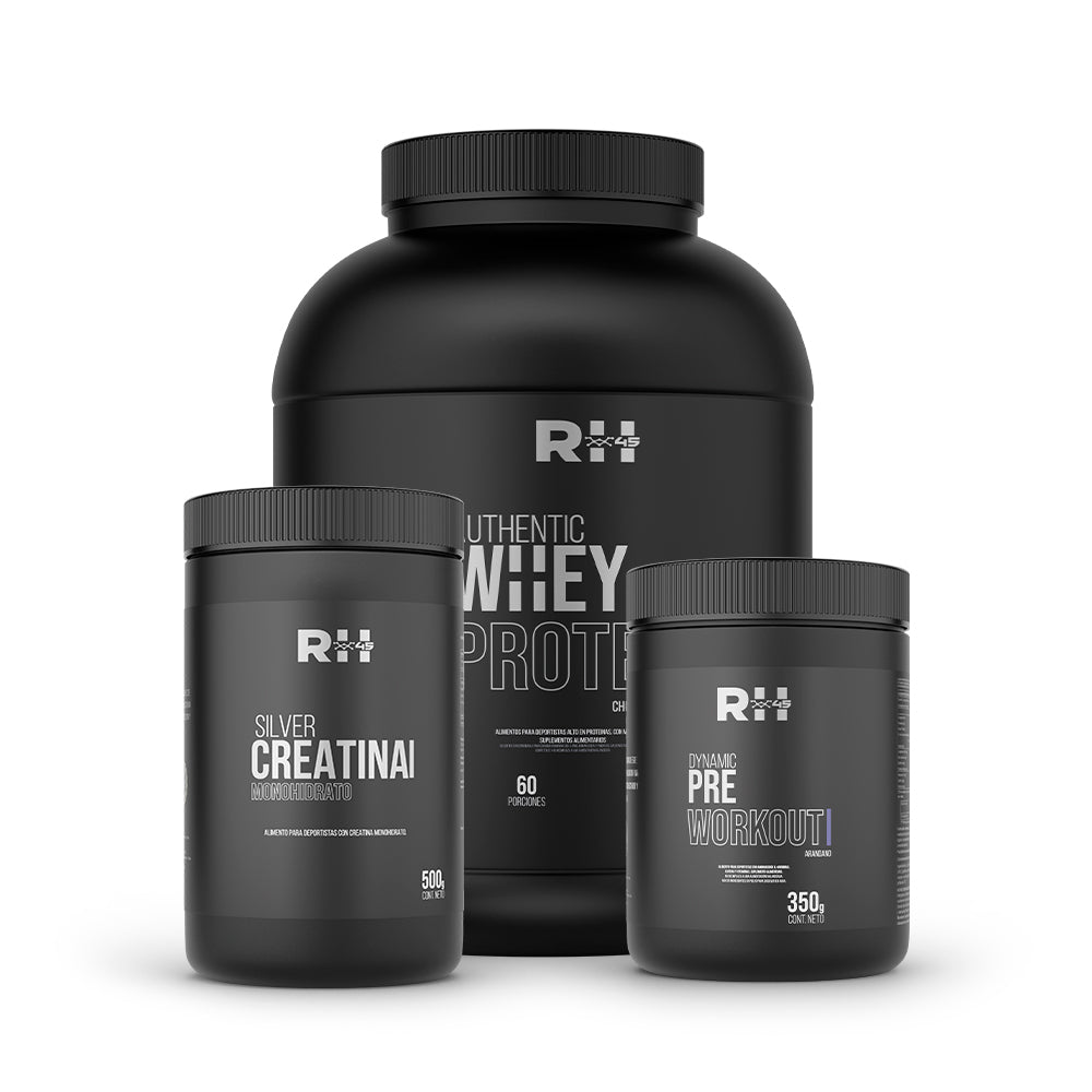 Pack Authentic Protein 100% Whey + Dynamic Pre Workout + Silver  500 grs Creatina Monohidrato